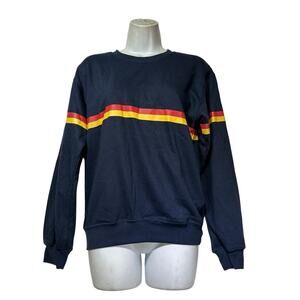 Sub Urban Riot Navy Pullover Sweatshirt XS Striped Retro Casual New